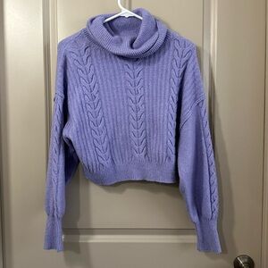 Lavender Cable Knit Turtleneck Sweater